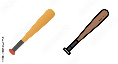 Baseball bat illustration: wooden bats sports equipment gear for baseball and softball games