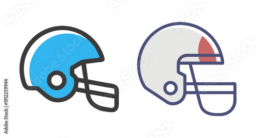 Illustration of american football helmets for sports equipment and protective gear design needs