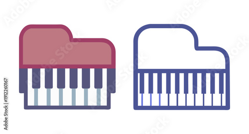 Colorful piano illustration for music education and performance with musical instrument art design