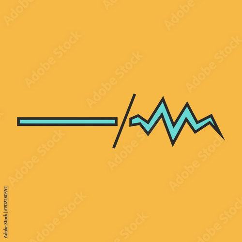 Abstract line graph with fluctuating data points on an orange background.