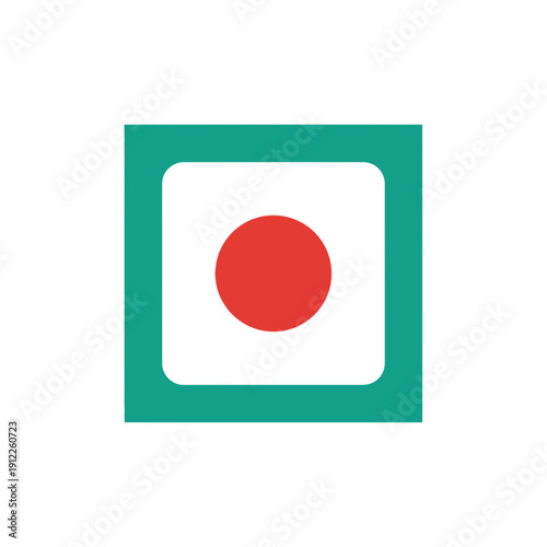 Close-up of a square button with a red circle in the center. Free Download Close-up of a square button with a red circle in the center. - GFXLoad