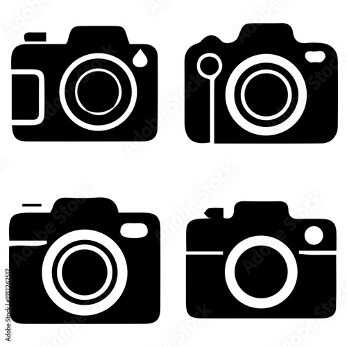 Camera icon set. Photo camera in flat style. Vector