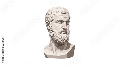 Artistic Colored Marble Bust of an Ancient Greek Figure, Featuring a Distinguished Beard and Textured Hair, Rendered with a Pixelated Aesthetic.