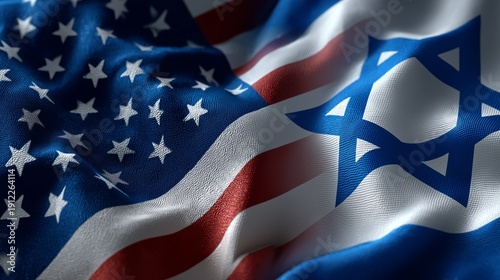 Waving flags of the united states and israel symbolizing diplomatic strong relations