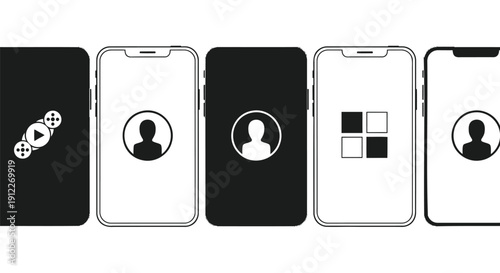 Set of 5 mobile phone icons vector