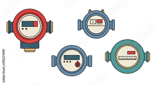 Water Meter Line art colorful digital illustration
