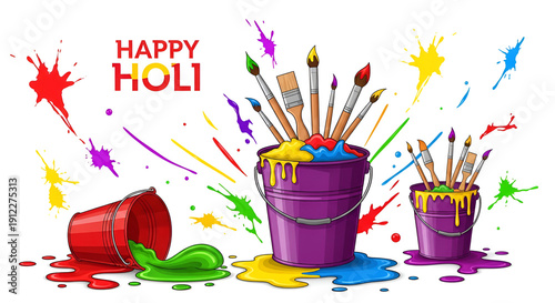 Happy holi colorful elements for card design