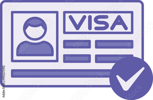 Colored Visa Icon. Vector Icon. Document, Tourist Visa. Entry Permit for a Foreigner for a Fixed Period. Migration Concept