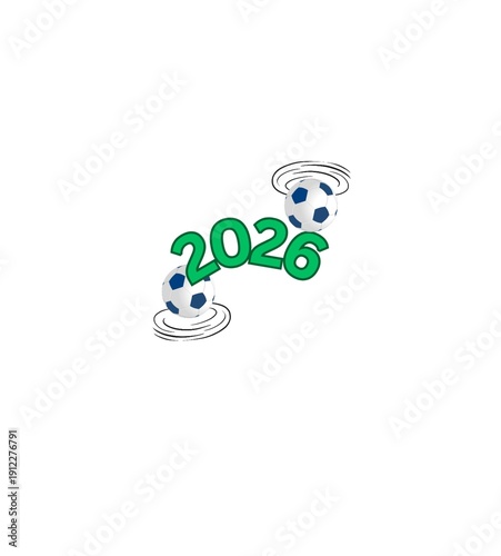 Картината върху платно T-shirt design depicting the abstract  dependent relationship between two footballs and the year 2026