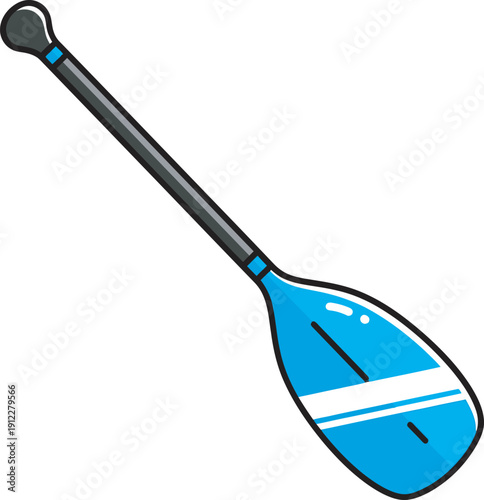 Professional blue and white stand-up paddleboard (SUP) paddle vector. High-quality flat design ideal for water sports branding, outdoor recreation equipment retail, and summer lifestyle graphic assets