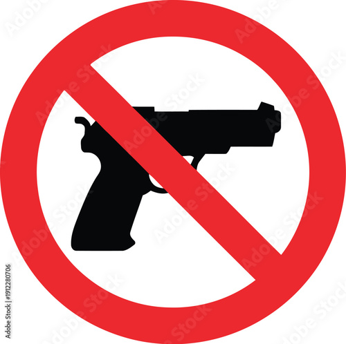 A red circle with a line through a black handgun symbol