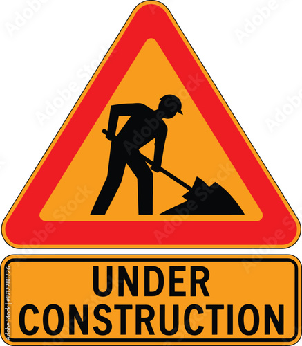 A road sign indicating that the area is under construction work