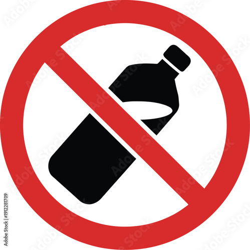 A red prohibition sign indicating no alcohol or drinks allowed here
