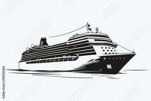 Cruise ship sketch illustration vector