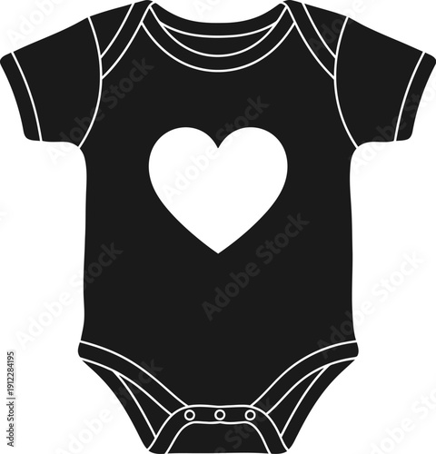 Black baby onesie with white heart design