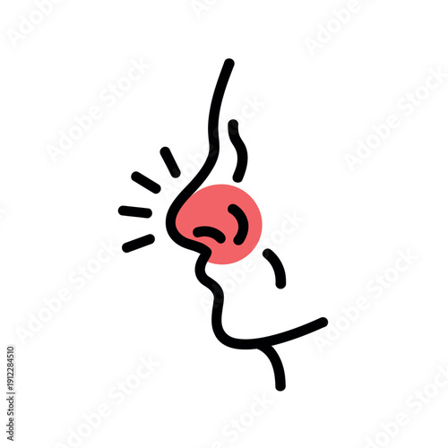 Profile view of a person's nose showing inflammation or sinus.