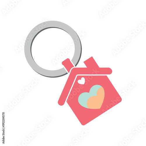 House shaped keychain charm with a heart symbolizes home and security.