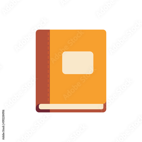 orange photo album, printed memories, brown spine, colorful vector flat style illustration 