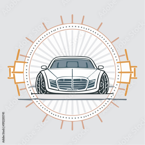 Luxury Sports Car Emblem with Modern Design Elements.