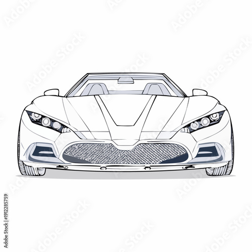 Front view of a modern luxury sports car illustration.