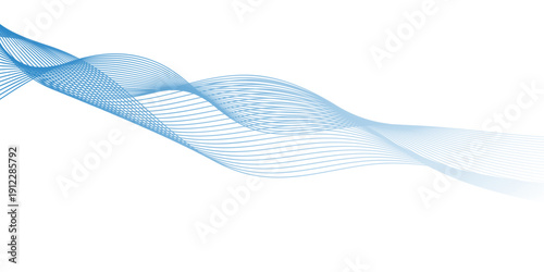 A flowing digital art backdrop featuring abstract blue wave curves and gradient lines in a wavy motion design for a modern vector illustration wallpaper