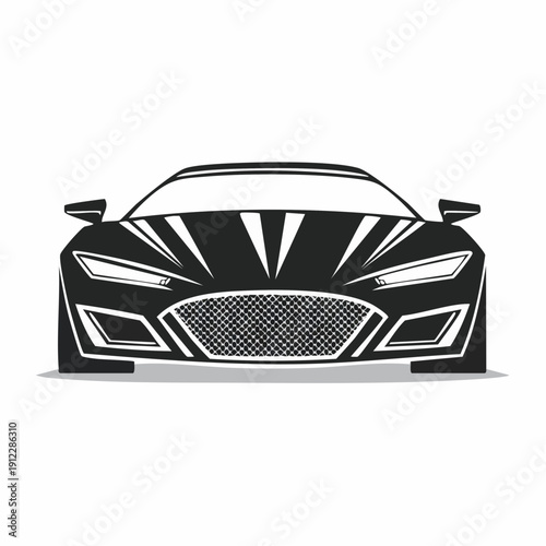 Sleek black sports car with futuristic design and aerodynamic features.