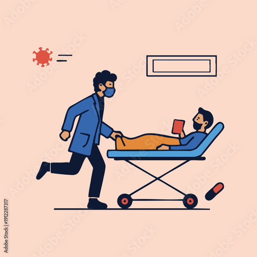 Medical desk with Medical mask illustration