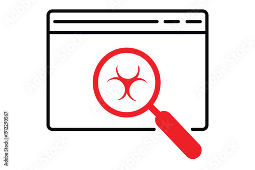 Malware detected on browser icon vector illustration, virus scan and security alert concept
