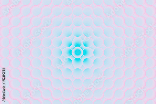 Abstract background of pipes with a glowing gradient from blue to light pink, full frame. 3D rendering illustration.