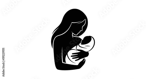 Mother nursing a baby illustration.