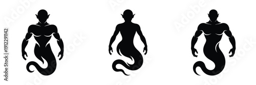 Spooky Djinn Silhouette Set - Evil Genie Spirit and Ghostly Horror Creature Vector Icons for Halloween and Fantasy Gaming