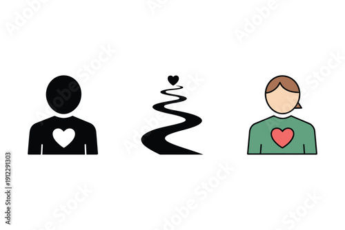 Human connection and emotional journey icons illustrate pathways to true love.