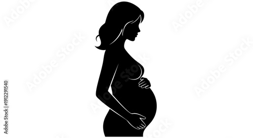 Pregnant woman silhouette profile view.