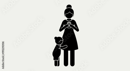 A woman and child silhouette illustration.