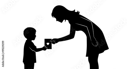 Woman giving a cup to a child.
