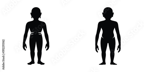 Hungry Ghost Preta Silhouette Vector - Horror Mythological Being Set, Starving Demon Spirits, Buddhist Folklore Creature Icons, Creepy Paranormal Entities for Halloween and Dark Fantasy Design