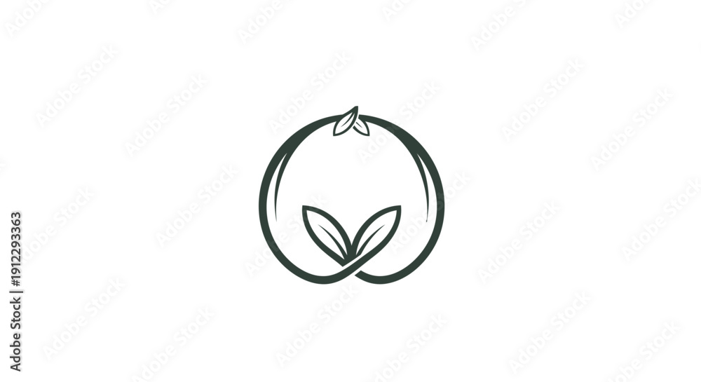 Obraz premium Abstract Circular Green Leaf Logo Design for Natural and Organic Brands on Isolated White Background