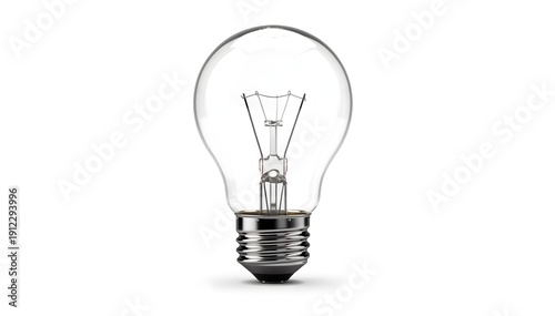 Clear glass light bulb isolated on white background innovation and idea concept