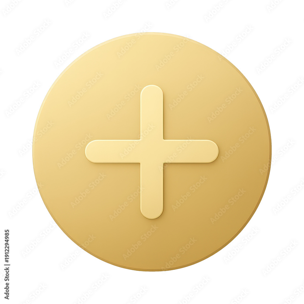 Fototapeta premium PNG Golden plus sign icon