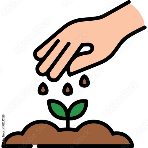Gardener's hand gently sows seeds into rich brown soil for growth.