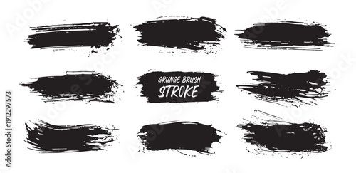 Collection black dirty design element. Grunge brush stroke, paint artistic set. Grunge texture collection