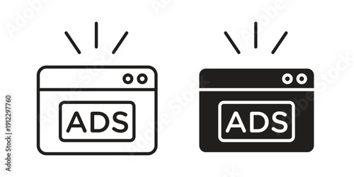Ad icon. Linear icon collection. Editable stroke. Vector illustrations