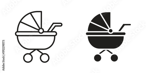 Baby carriage icon. Linear icon collection. Editable stroke. Vector illustrations