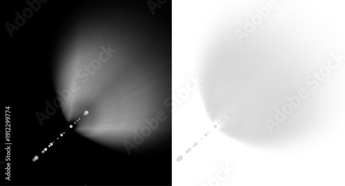 Dynamic light burst with gradient effect on black and white backgrounds