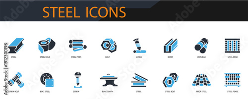 steel icons se minimalist flat style design, steel Vector illustration on white background