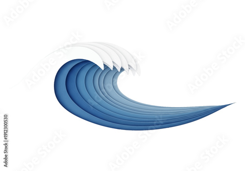 Stylized Blue and White Ocean Wave Illustration