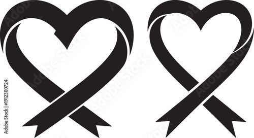 Heart ribbon symbol for love and care