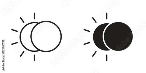 Eclipse icon. Linear icon collection. Editable stroke. Vector illustrations