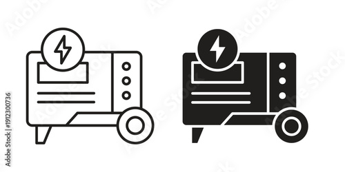 Electric generator icon. Linear icon collection. Editable stroke. Vector illustrations