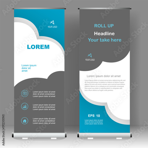 Business Roll up banner luxury template design, for brochure, business, flyer, infographics. modern x-banner and flag-banner advertising. vector illustration
